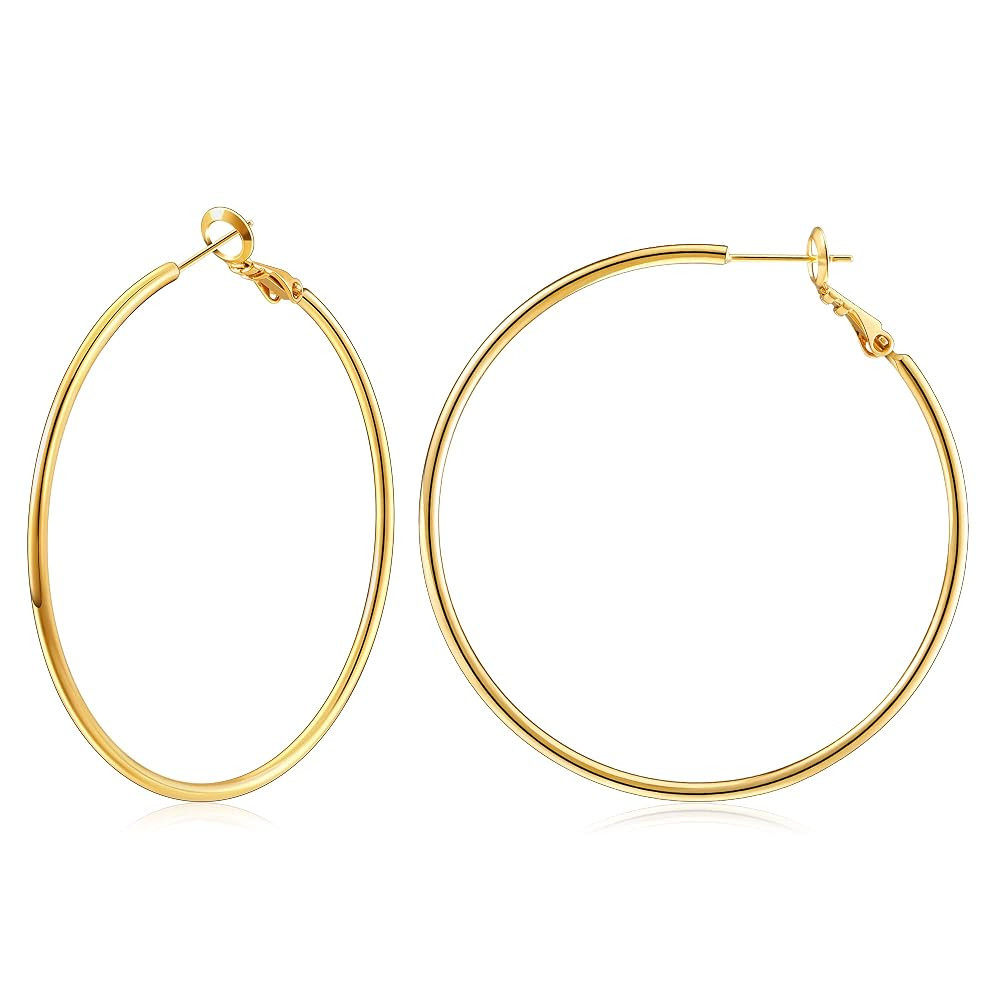Hoop Earrings for Women 14K Gold Plated, 925 Sterling Silver Post hoops for Women | Amazon (US)