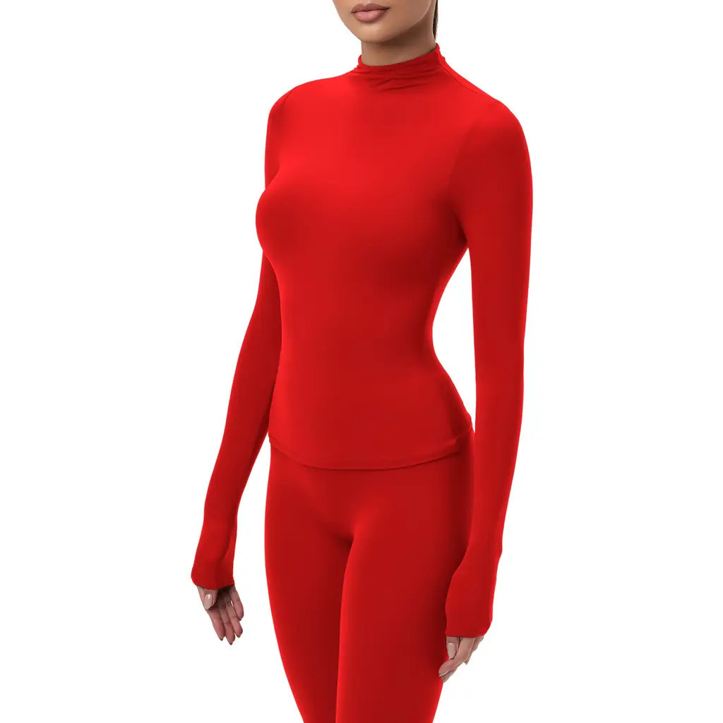 Naked Wardrobe Mock Neck Top in Red at Nordstrom, Size X-Small | Nordstrom