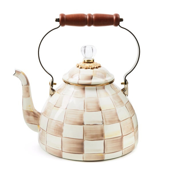 MacKenzie-Childs Mocha Check 3 Quart Tea Kettle | MacKenzie-Childs