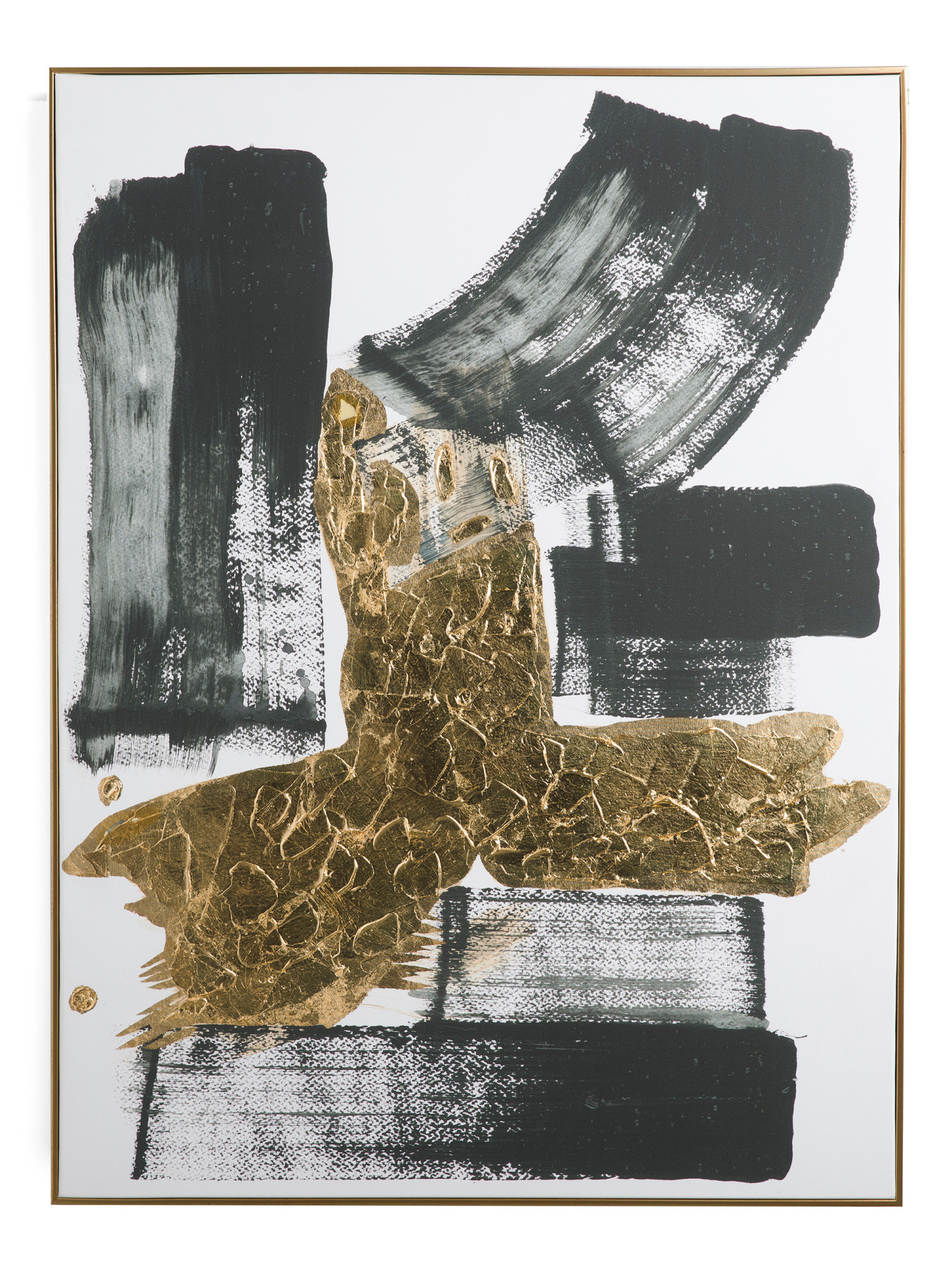 30x40 Neutral Zen Brushstrokes Gold Face Wall Art | TJ Maxx