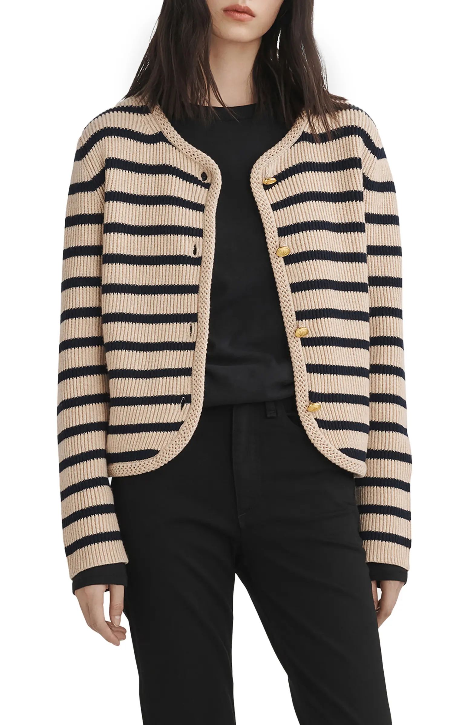 Nancy Stripe Wool Blend Cardigan | Nordstrom