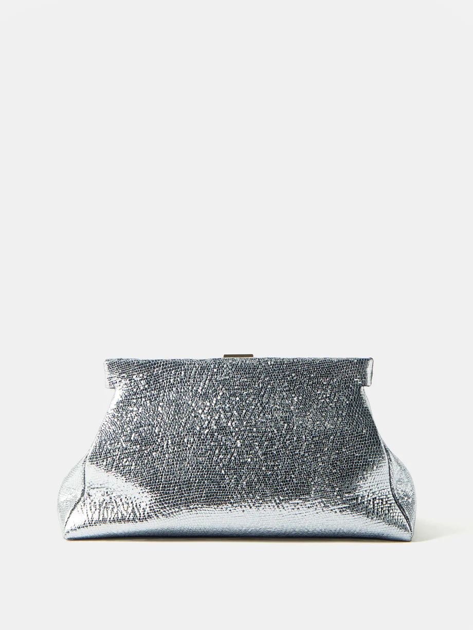 Cannes metallic-leather clutch bag | DeMellier | Matches (international)