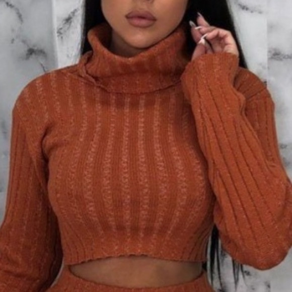 Femme Luxe Knitted Turtleneck Sz S - Rust Orange | Poshmark