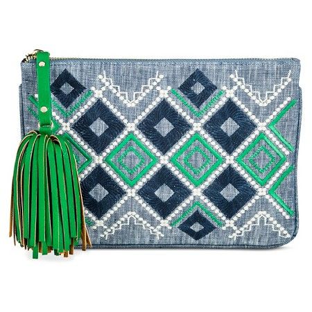 Women's Embroidered Chambray Clutch-Merona™ | Target