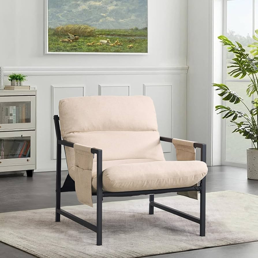 Joysoul Modern Sling Accent Chair – Sturdy Metal Frame Armchair with Soft Cushions, Comfortable... | Amazon (US)