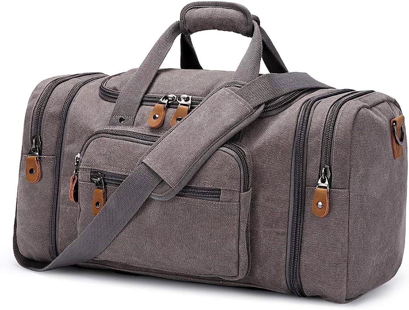 Gonex Canvas Duffle Bag for Travel, 60L Duffel Overnight Weekend Bag (Gray) | Amazon (US)