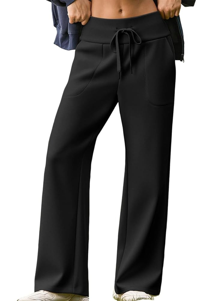 Aleumdr Women's Wide Leg Lounge Pants with Pocket Yoga Sweatpants High Waisted Baggy Athletic Pal... | Amazon (US)