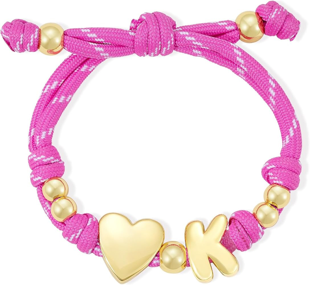 KissYan Bubble Initial Bracelet for Women, 14K Gold Plated Personalized Knotty Puffy Name Rope Br... | Amazon (US)