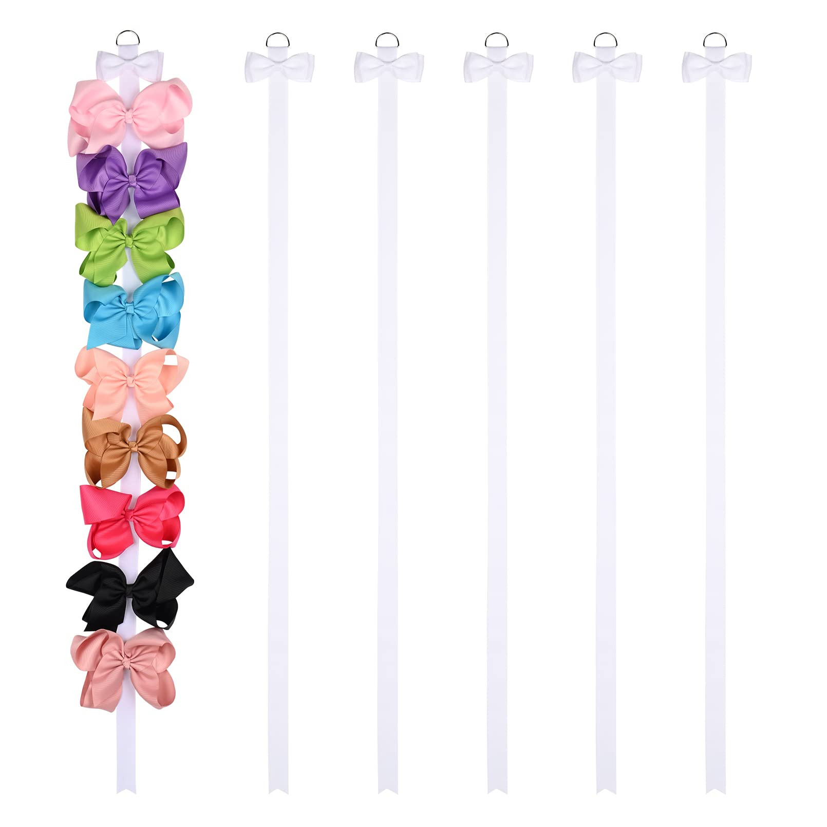 DEEKA 6 PCS 40" Long Bow Holders for Girls Clip Hair Bows Organizer - White | Amazon (US)