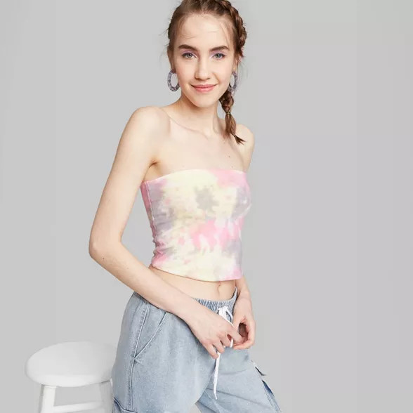 Women's Tie-Dye Tube Top - Wild Fable™ Pink/Blue | Target
