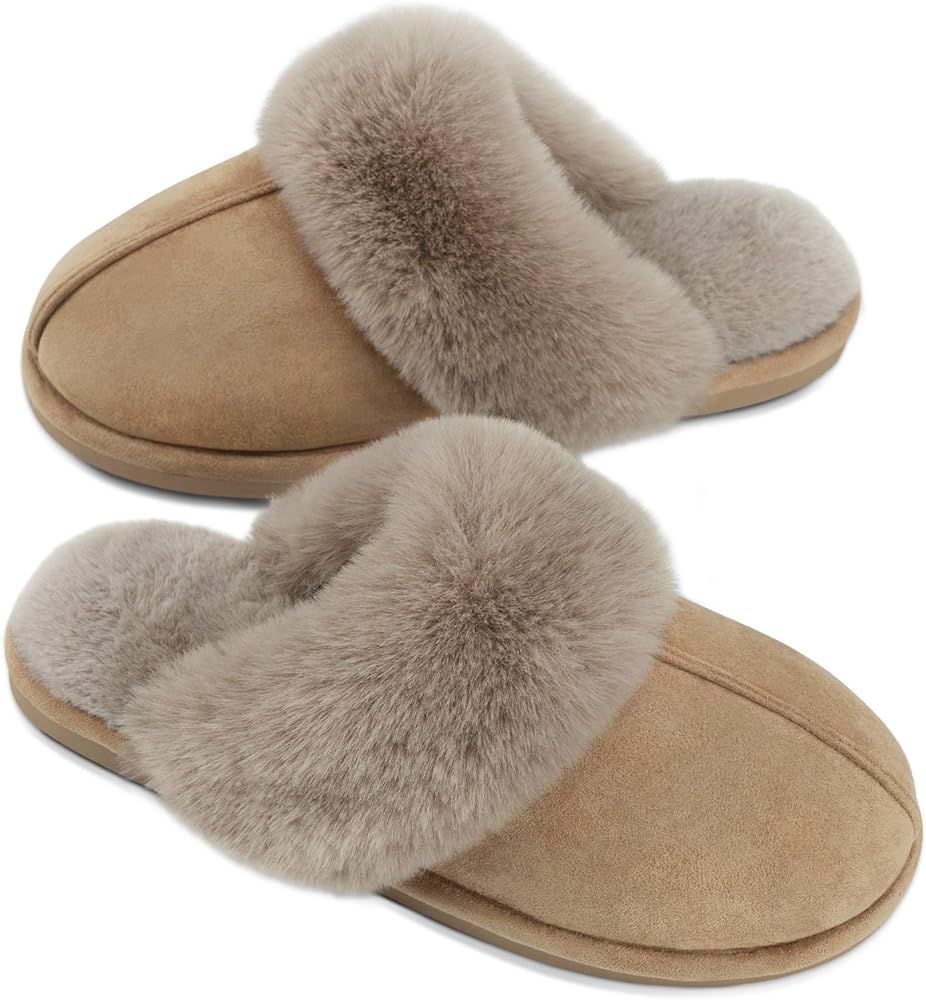 Womens Slipper Fuzzy Fluffy House Slippers Faux Fur Cozy Warm Soft Indoor Shoes Memory Foam Anti-... | Amazon (US)