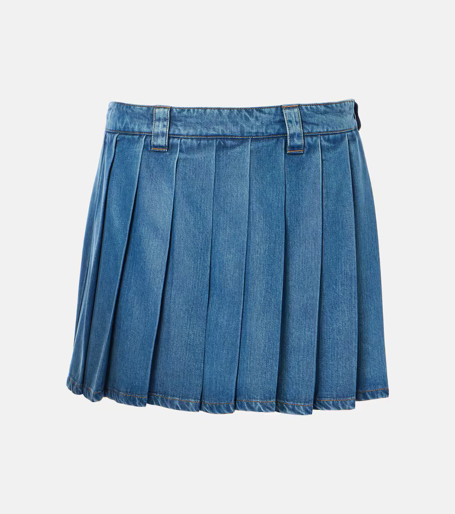 Miu Miu Pleated denim miniskirt | Mytheresa (US/CA)
