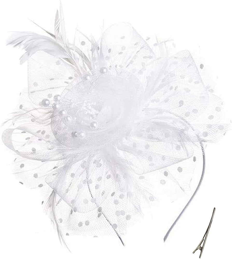 Fascinators for Women Tea Party Headband Kentucky Derby Hats Cocktail Flower Mesh Feathers Headwe... | Amazon (US)