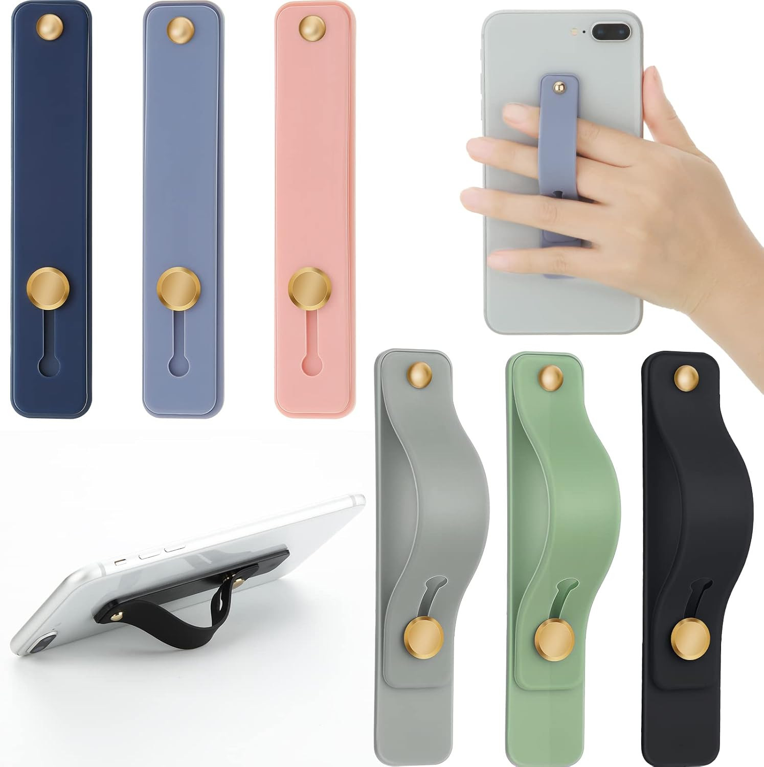 Weewooday 6 Pieces Phone Strap Grip Holder Finger Cell Phone Grip Telescopic Phone Finger Strap S... | Amazon (US)