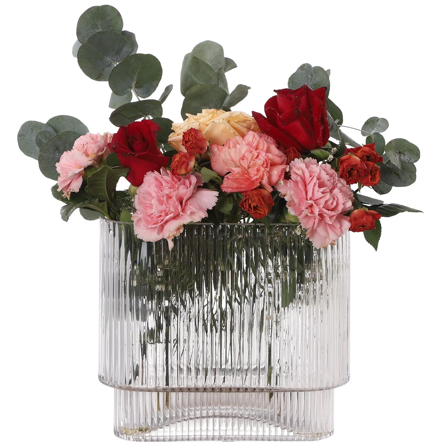 YANWE1 Clear Glass Vase, Flower Vase for Centerpieces, Ribbed Vase, Modern Vase, Fluted Glass Vas... | Walmart (US)