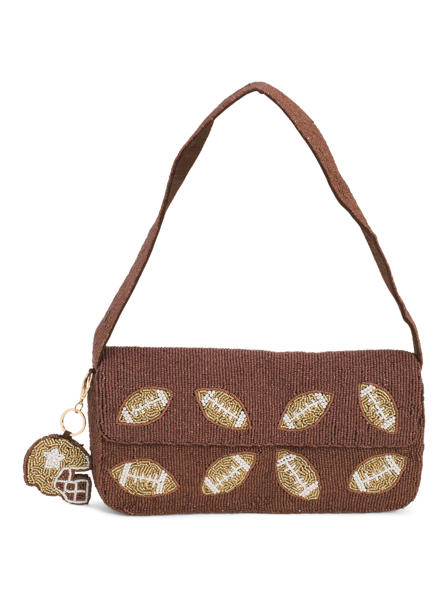 Football Motif Fully Beaded Shoulder Bag With Charm | Handbags | Marshalls | Marshalls