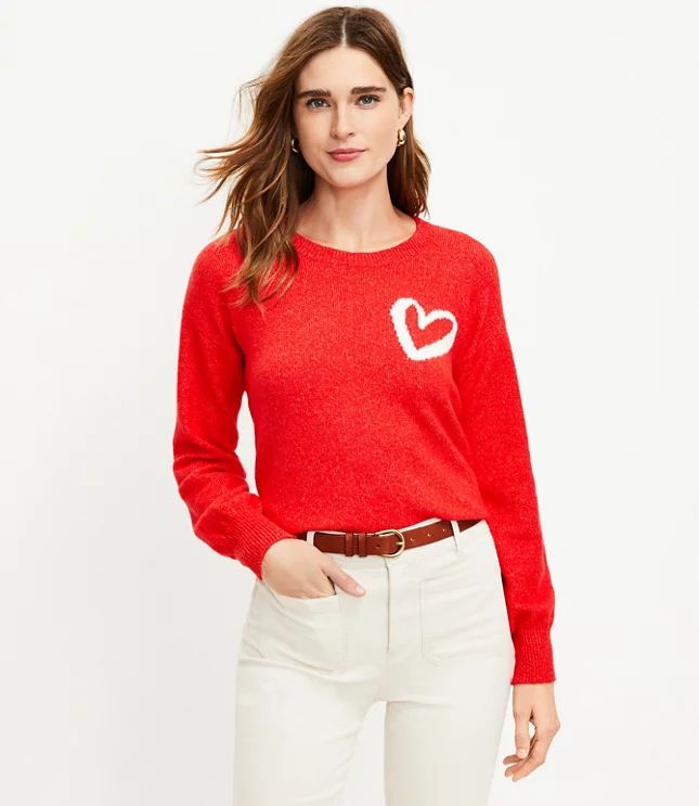 Heart Draped Sleeve Sweater | LOFT