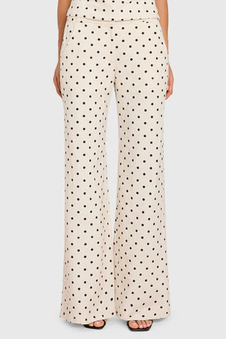 Amanda Uprichard Saddler Pants in Polka Dot in Beige Black - Size S | Amanda Uprichard