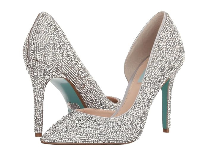 Blue by Betsey Johnson Hazil (Silver Satin) High Heels | Zappos
