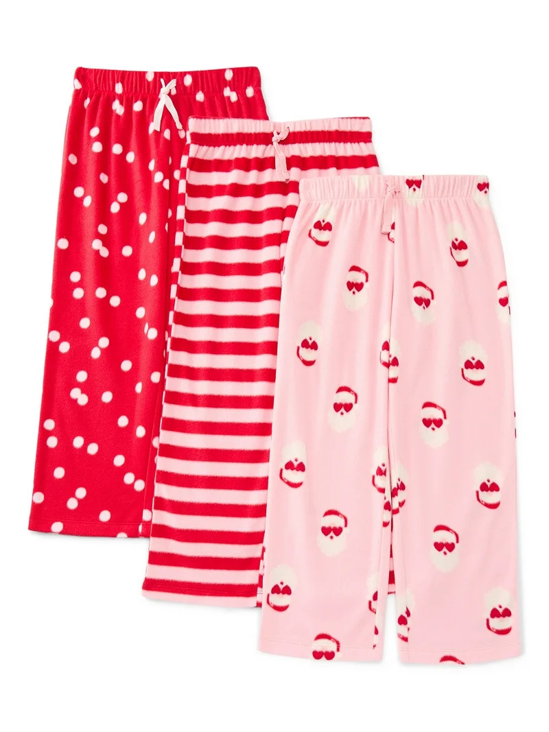 Wonder Nation Girls Holiday Print Sleep Pants, 3-Pack, Sizes 4-18 - Walmart.com | Walmart (US)