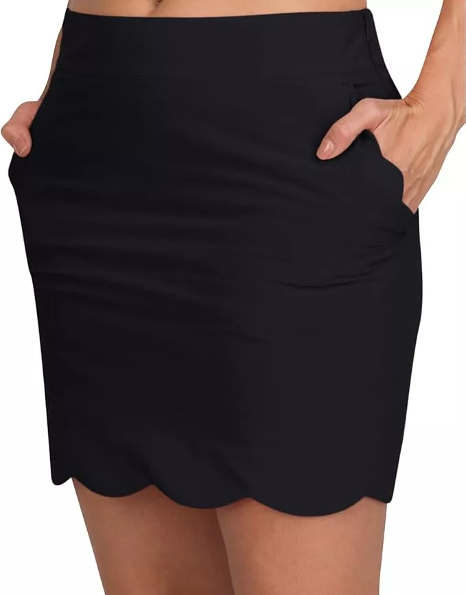 Scallop Golf Skort for Women - Dry Fit 4-Way Stretch Golf Skirt