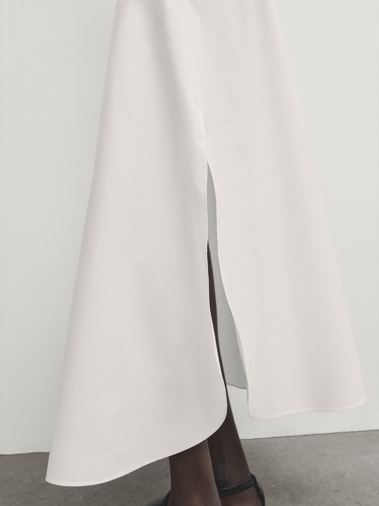Voluminous poplin midi skirt | Massimo Dutti UK
