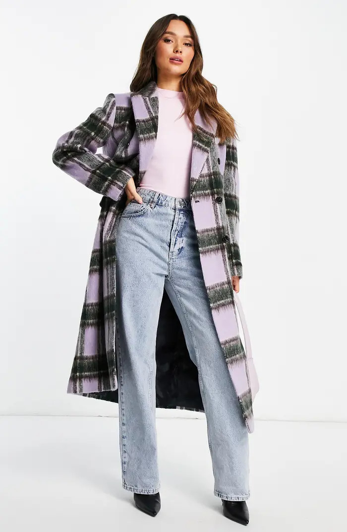 Topshop Plaid Double Breasted Coat | Nordstromrack | Nordstrom Rack
