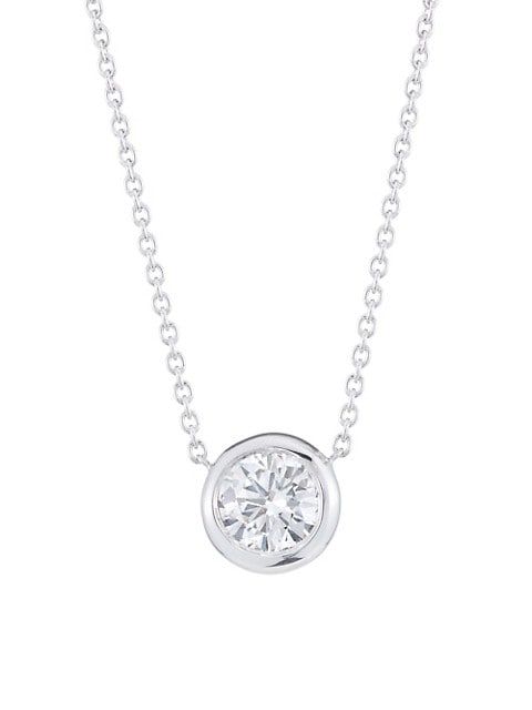 Diamond By The Inch 18K White Gold & Diamond Circle Pendant Necklace | Saks Fifth Avenue