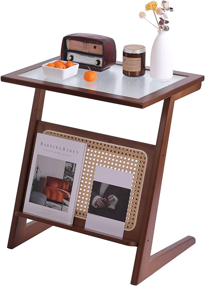 Tiita Rattan Nightstand Side Table, Bamboo Accent Bedside Tables, Glass Coffee Tables, Boho Woode... | Amazon (US)