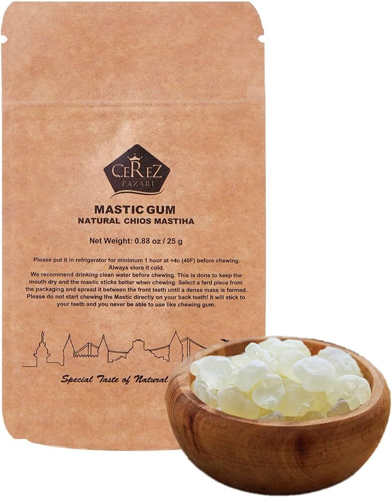 Cerez Pazari Natural Mastic Gum in Resealable Bag 0.88oz 25gr, 100% Real Chios Mastiha Gum, Resin... | Amazon (US)
