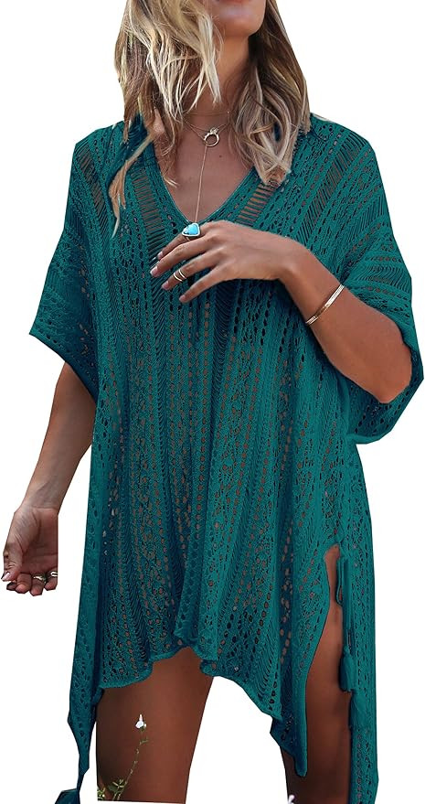 Wander Agio Beach Swimsuit for Women Sleeve Coverups Bikini Cover Up Net | Amazon (US)