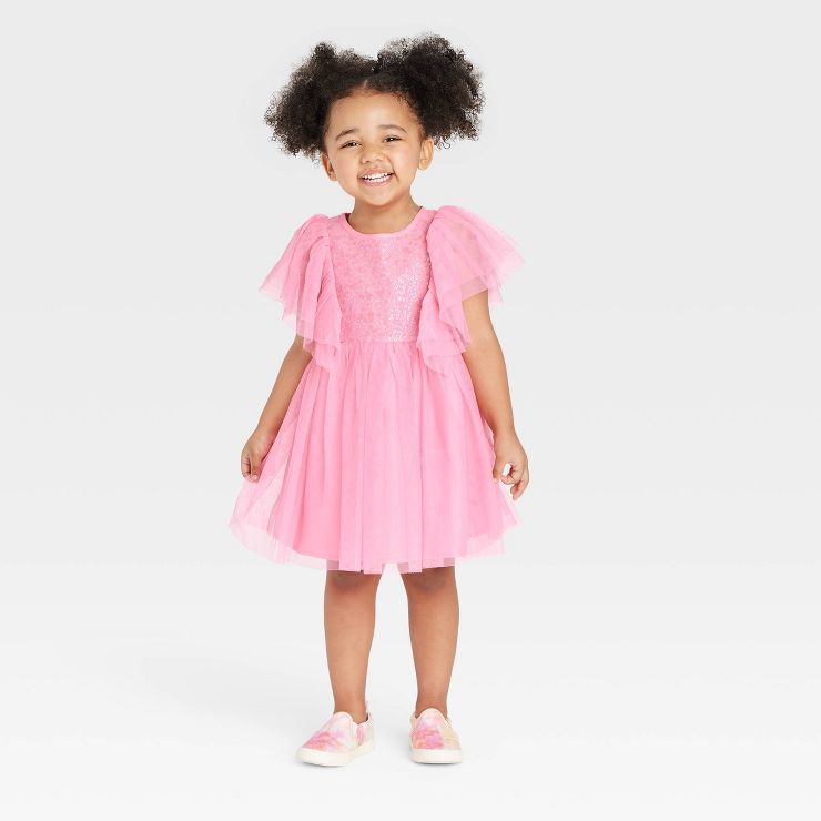 Toddler Girls' Dots Tulle Dress - Cat & Jack™ Pink | Target