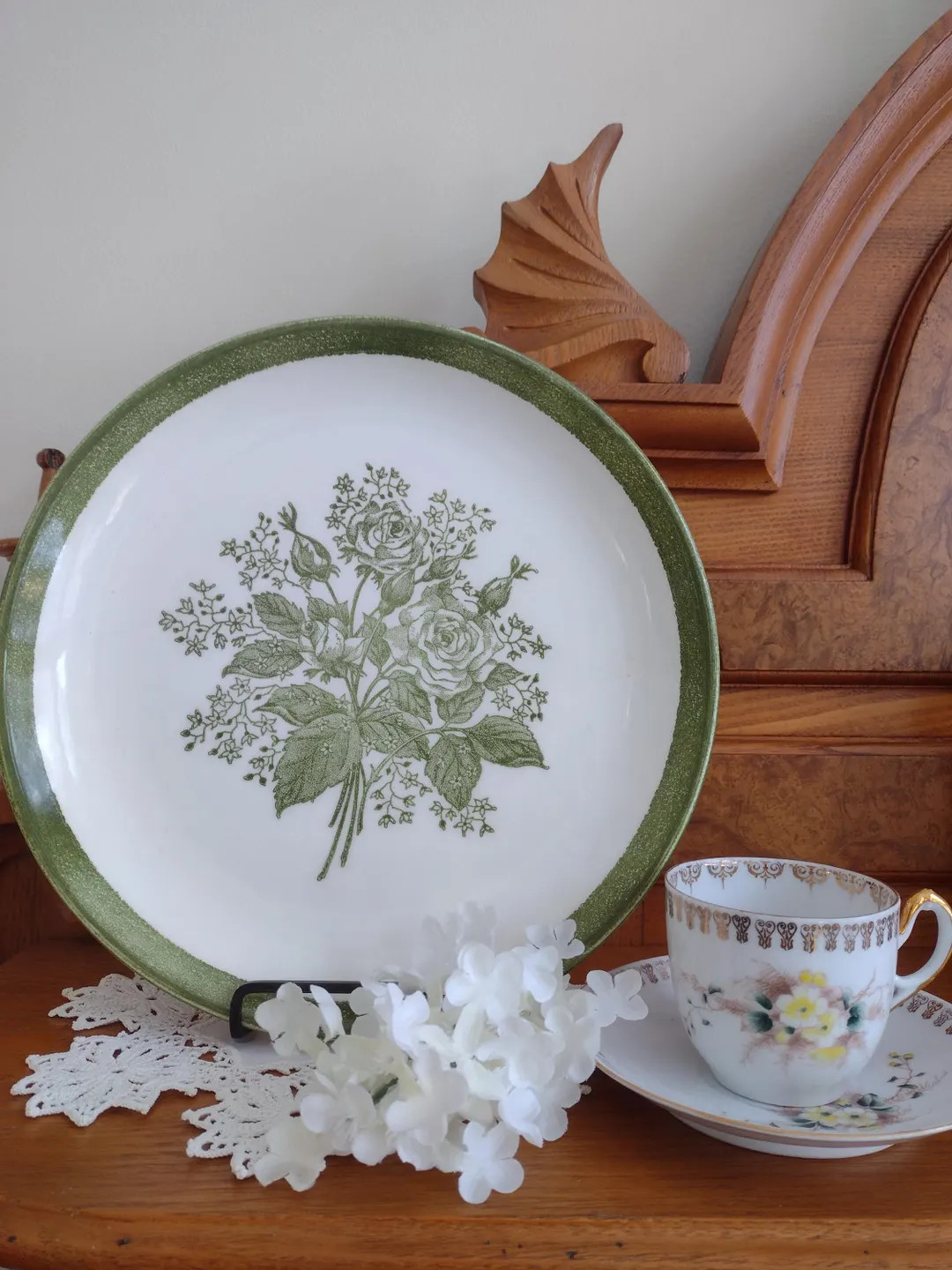 Vintage Green Roses Plate - Jamestown Roses Plate - Etsy | Etsy (US)