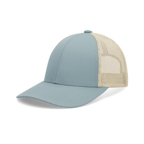Pacific Headwear Low-Pro Trucker Cap, Smoke Blue/Beige/Smoke Blue, OS | Amazon (US)
