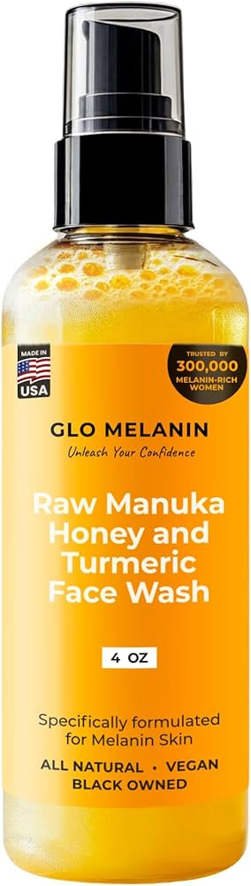 Glo Melanin Raw Manuka Honey & Turmeric Face Wash - Exfoliating Face Wash for a Glowing Complexio... | Amazon (US)