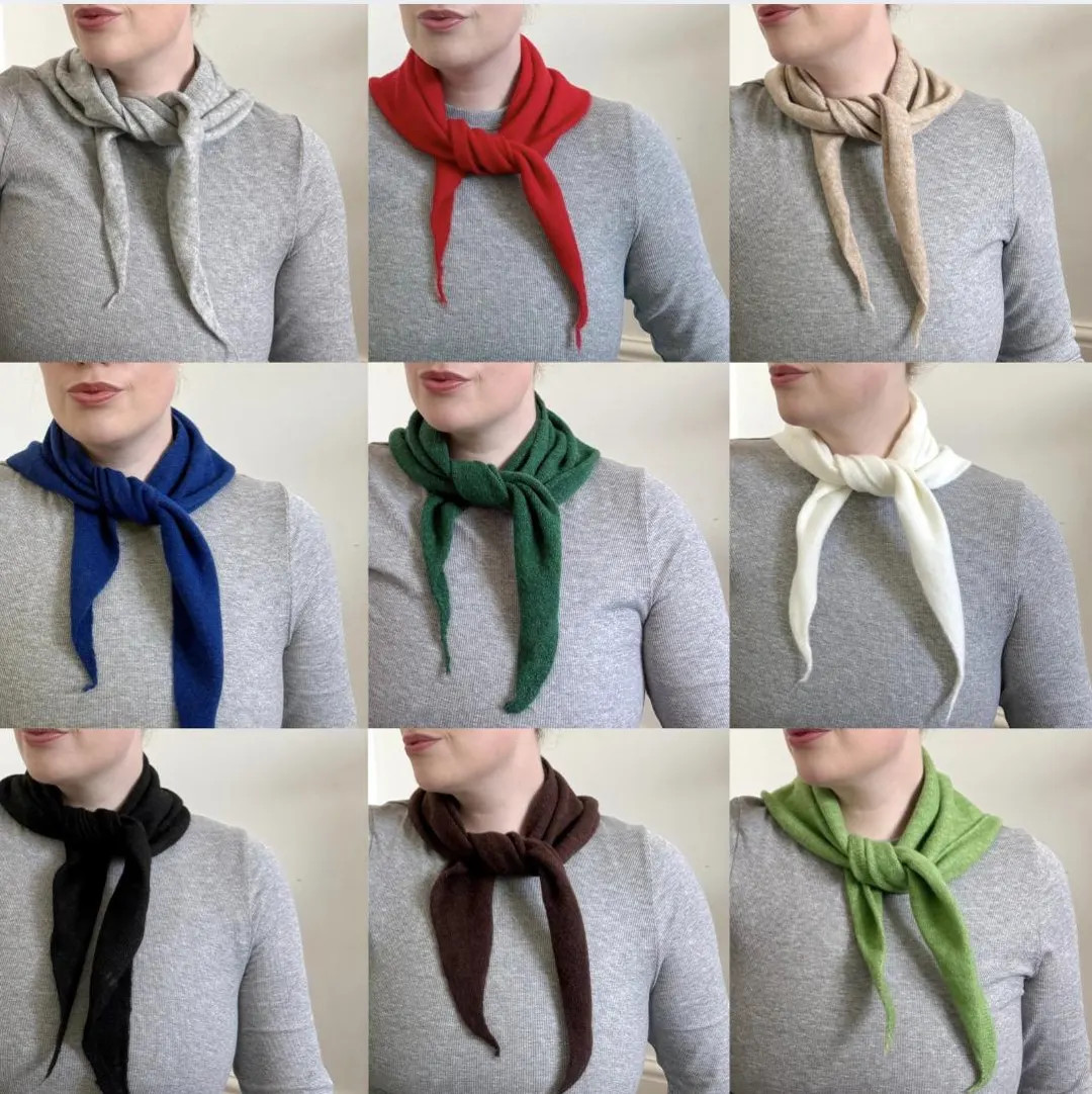 Triangle Knitted Scarf Neckerchief Hand Knit Soft Neck Tie Bandana Scarves Gift for Her Red Green... | Etsy (US)