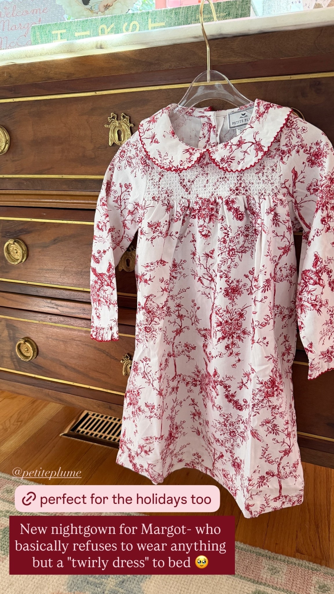 New nightgown for Margot- who basically refuses to wear anything but a "twirly dress" to bed 🥹 @petiteplume