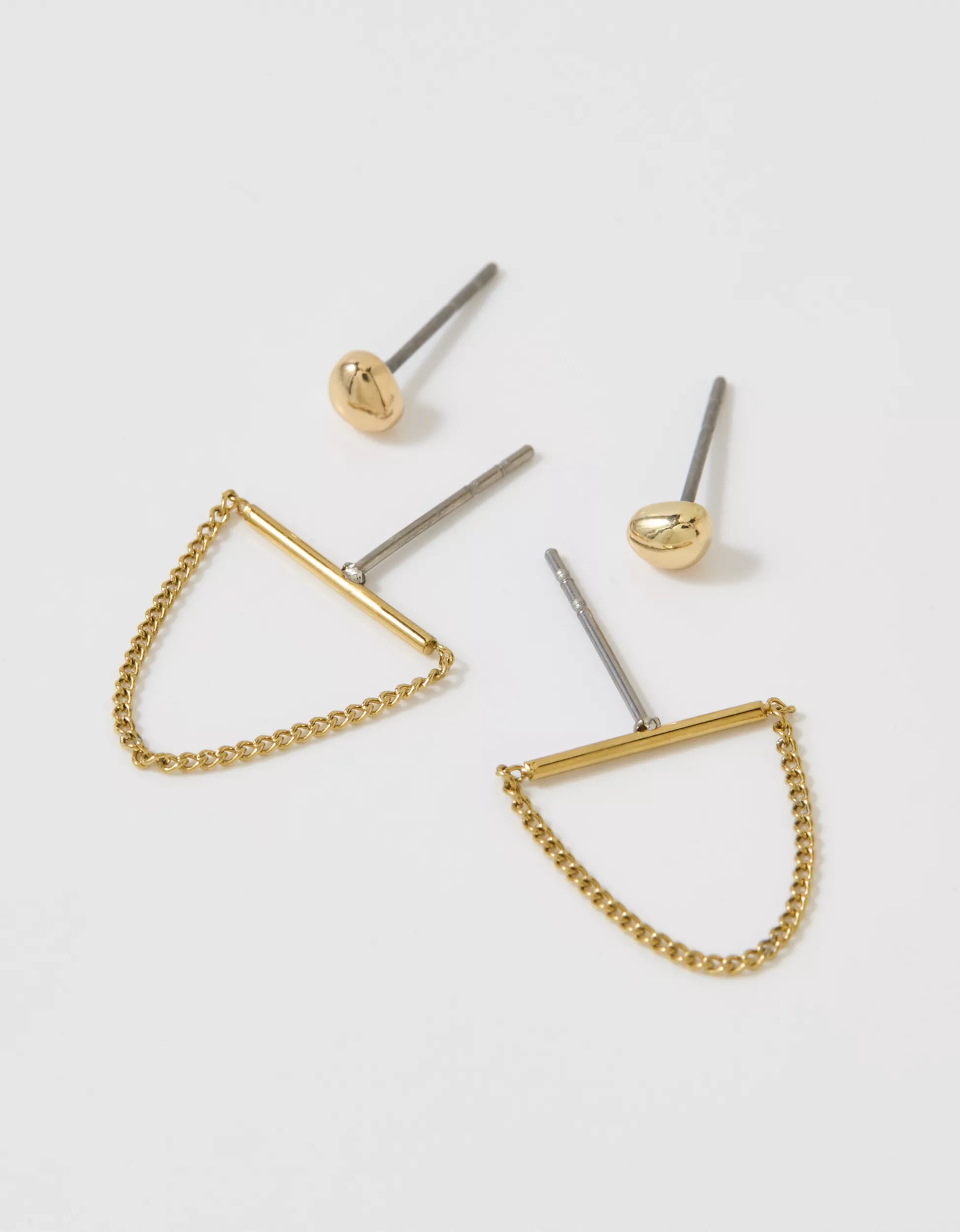 Aerie Bar And Chain Earring 2-Pack | Aerie