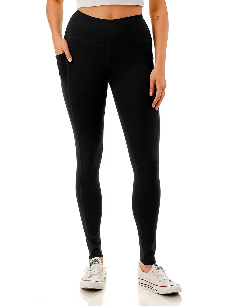 Women's High Waist Active Leggings With Side Tech Pockets Size S-3XL Inseam 28" Yoga Workout Pant... | Walmart (US)