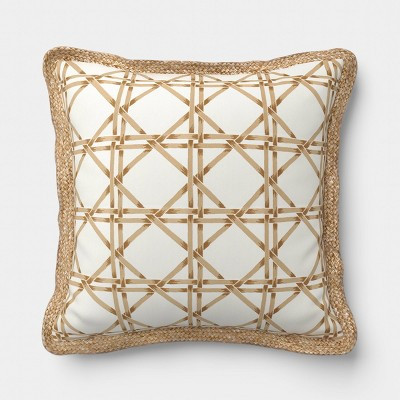 18"x"18 Lattice Print Trimmed Pillow Khaki/Tan - Threshold™ | Target