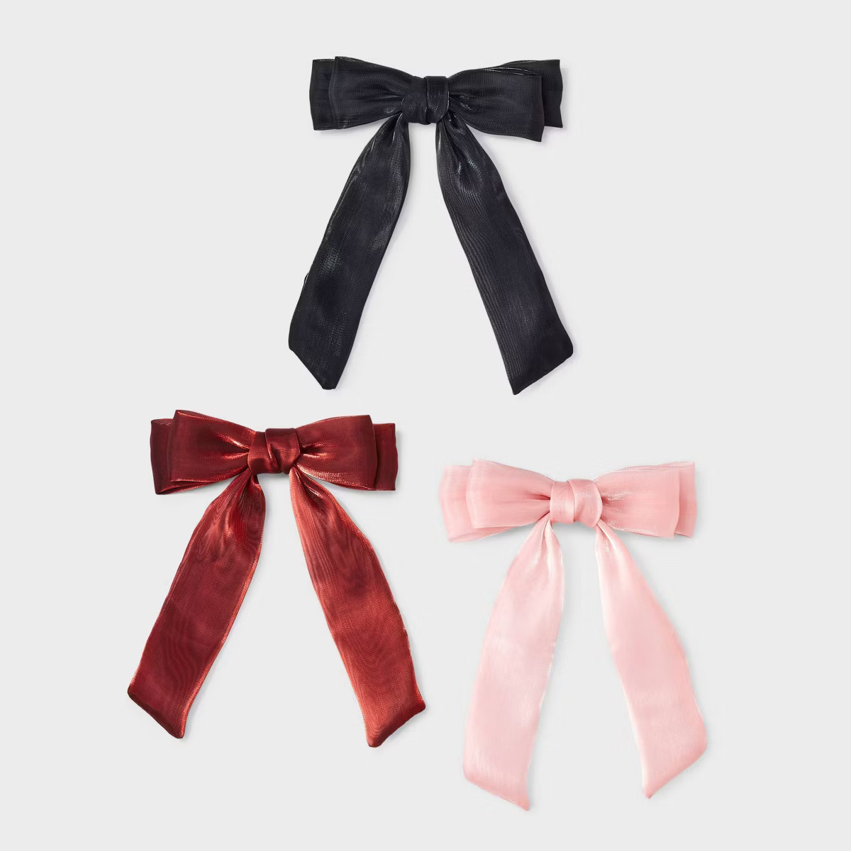 Organza Double Hair Bow Set 3 pk - Wild Fable™ Pink/Red/Black | Target