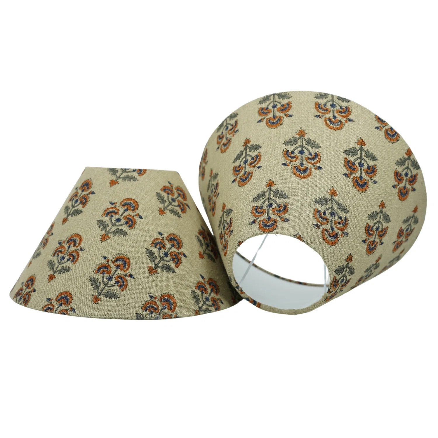 Fabdivine Blue And Orange, Coolie Style Handmade Block Print Linen, Traffic Light (Set of 2) | Wayfair North America