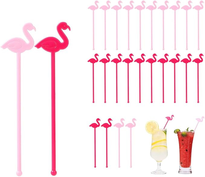 72 Pack Flamingo Drink Stirrers Cocktail Swizzle Sticks 6 Inch Reusable 36 Pink + 36 Rose for Fes... | Amazon (US)