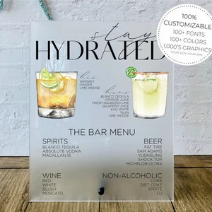 Signature Cocktails Frosted Acrylic Wedding Bar Sign  Custom - Etsy | Etsy (US)