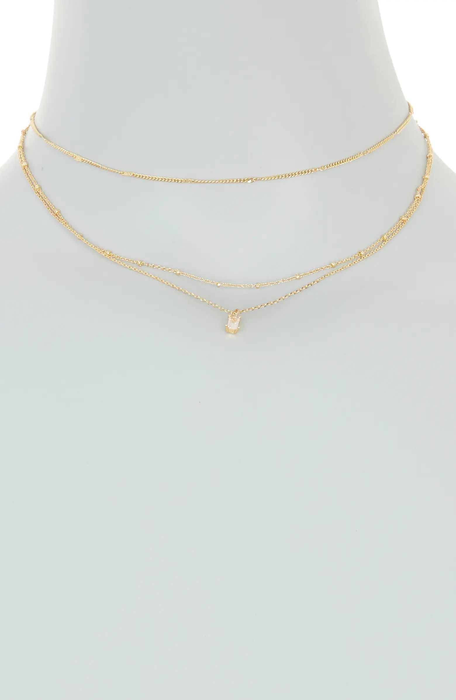 BP. 14K Gold Dipped Layered Rhinestone Pendant Necklace | Nordstrom | Nordstrom
