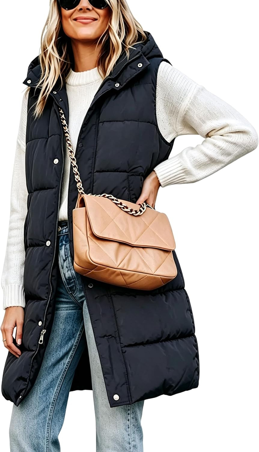Tanming Women's Long Puffer Vest with Removable Hood | Amazon (US)