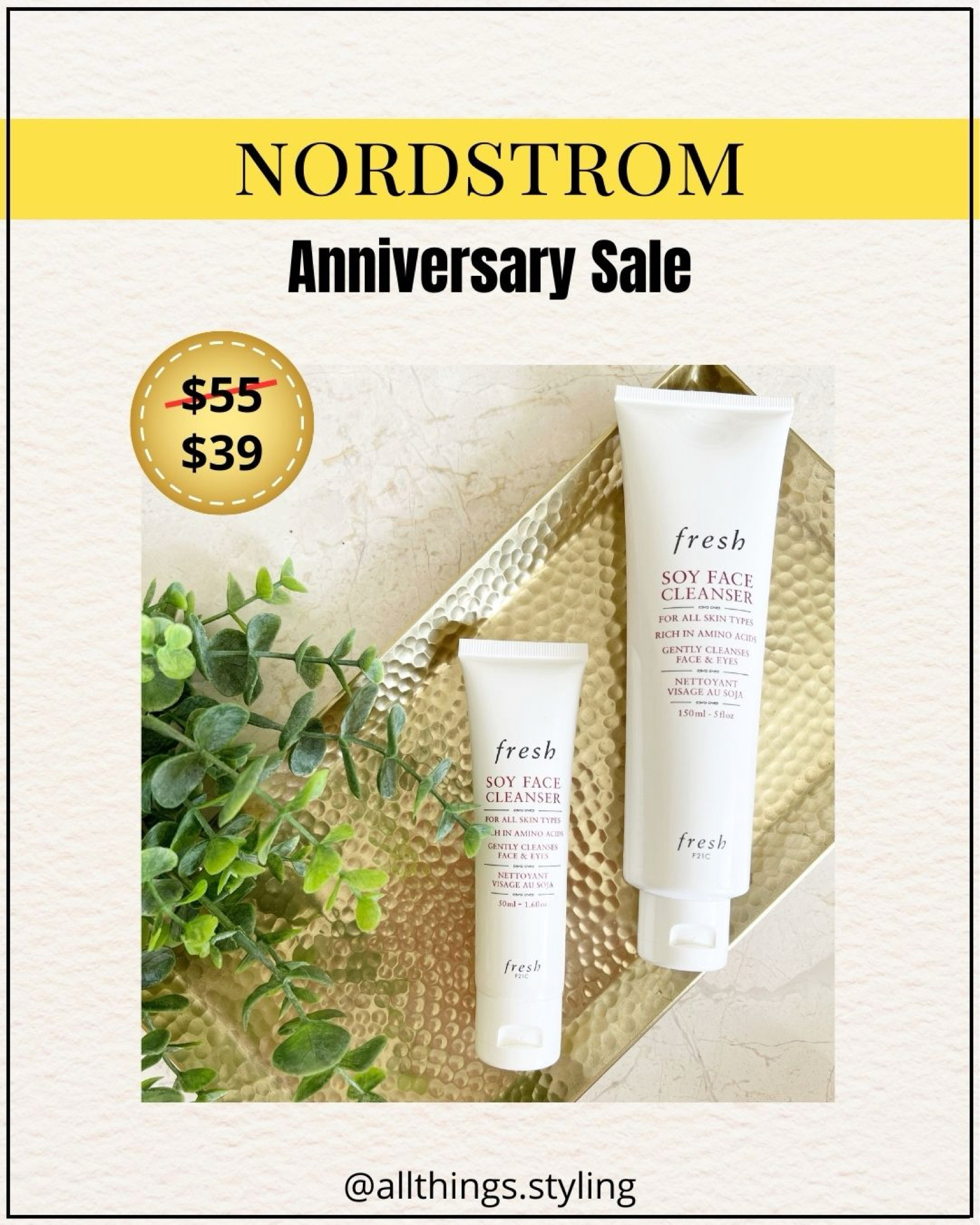 My favorite FRESH Soy Face Cleanser that I always pick up during the NORDSTROM Anniversary Sale ✨

Nordstrom Sale, Nordstrom Fresh, Nordstrom skincare exclusives, Nordstrom beauty favorites, Fresh skincare 

#LTKxNSale #LTKBeauty #LTKOver40