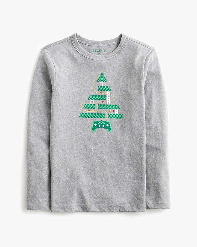 Boys' long-sleeve video game holiday tree graphic tee | J.Crew Factory