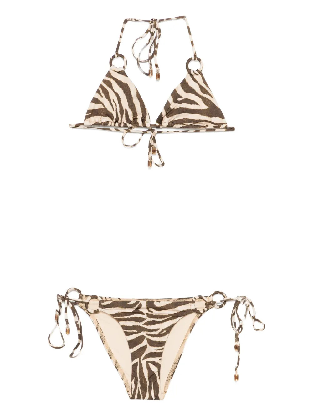 Wanderlust ring-tie zebra-pattern bikini | Farfetch Global