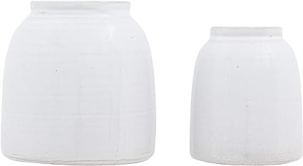 Creative Co-Op Terracotta Vases (Set of 2 Sizes), White | Amazon (US)